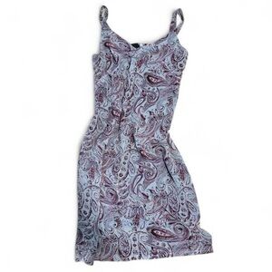NWT Y2K Vintage  purple 100% silk sleeveless  paisley dress 8P 💜‎